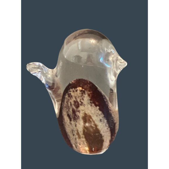 Mini Paperweight Hand Blown Art Glass Small Bird Figurine Brown Earth Vintage - Picture 2 of 7
